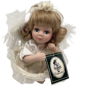 Geppeddo Porcelain Angel Doll Blonde Blue Eyes Fantasy‎